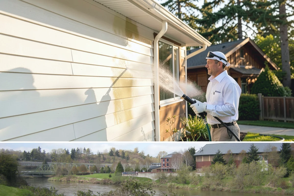 Soft Roof Washing in Tukwila, King County, WA - Dry, mild days in summer give the soft wash solution ideal conditions to break down growth completely.