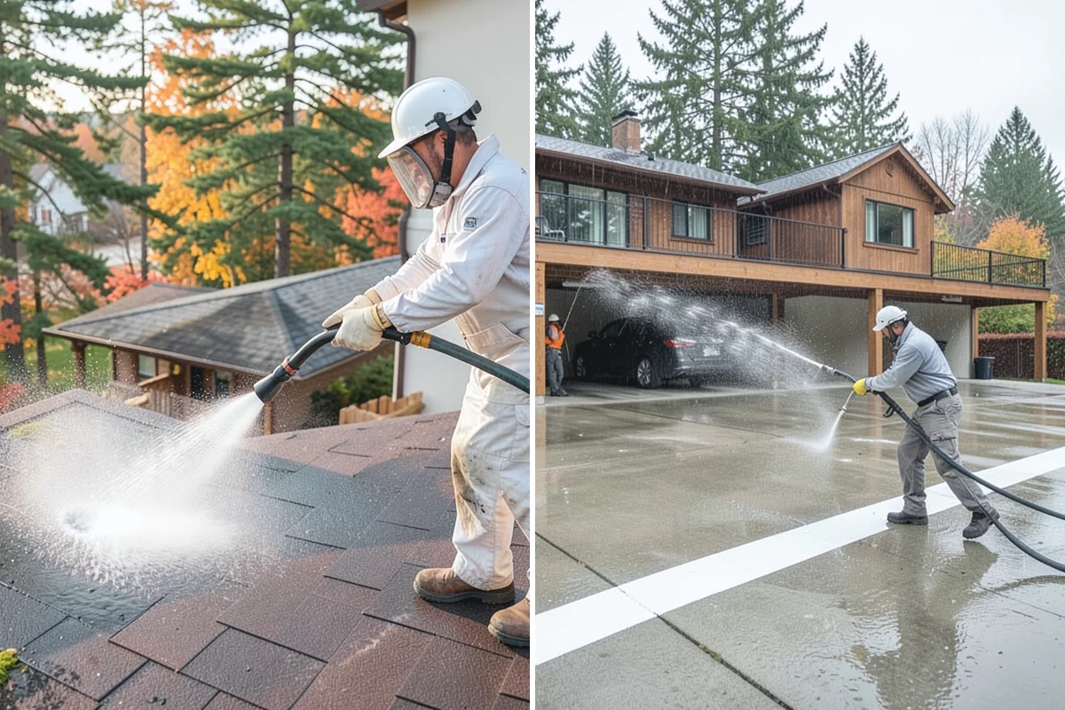 Soft Washing in Buckley, Pierce County, WA - Inspect the surface and identify the organic growth present