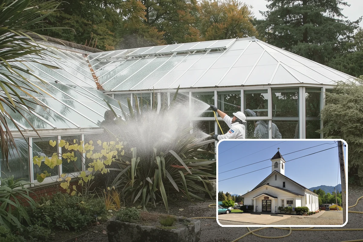 Soft Washing in Concrete, Skagit County, WA - Cleans without the surface damage high pressure can cause