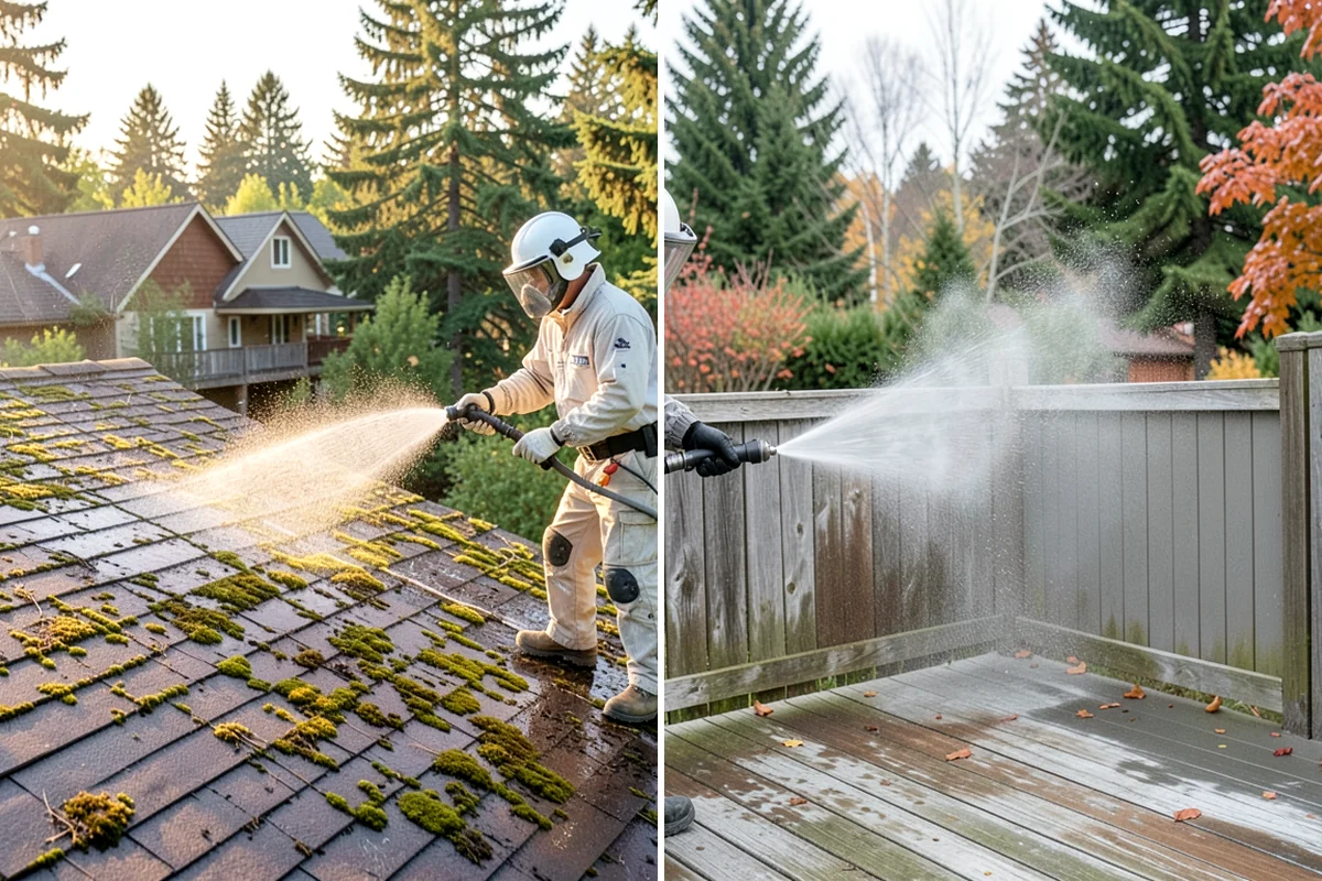 Soft Washing in Federal Way, King County, WA - Inspect the surface and identify the organic growth present