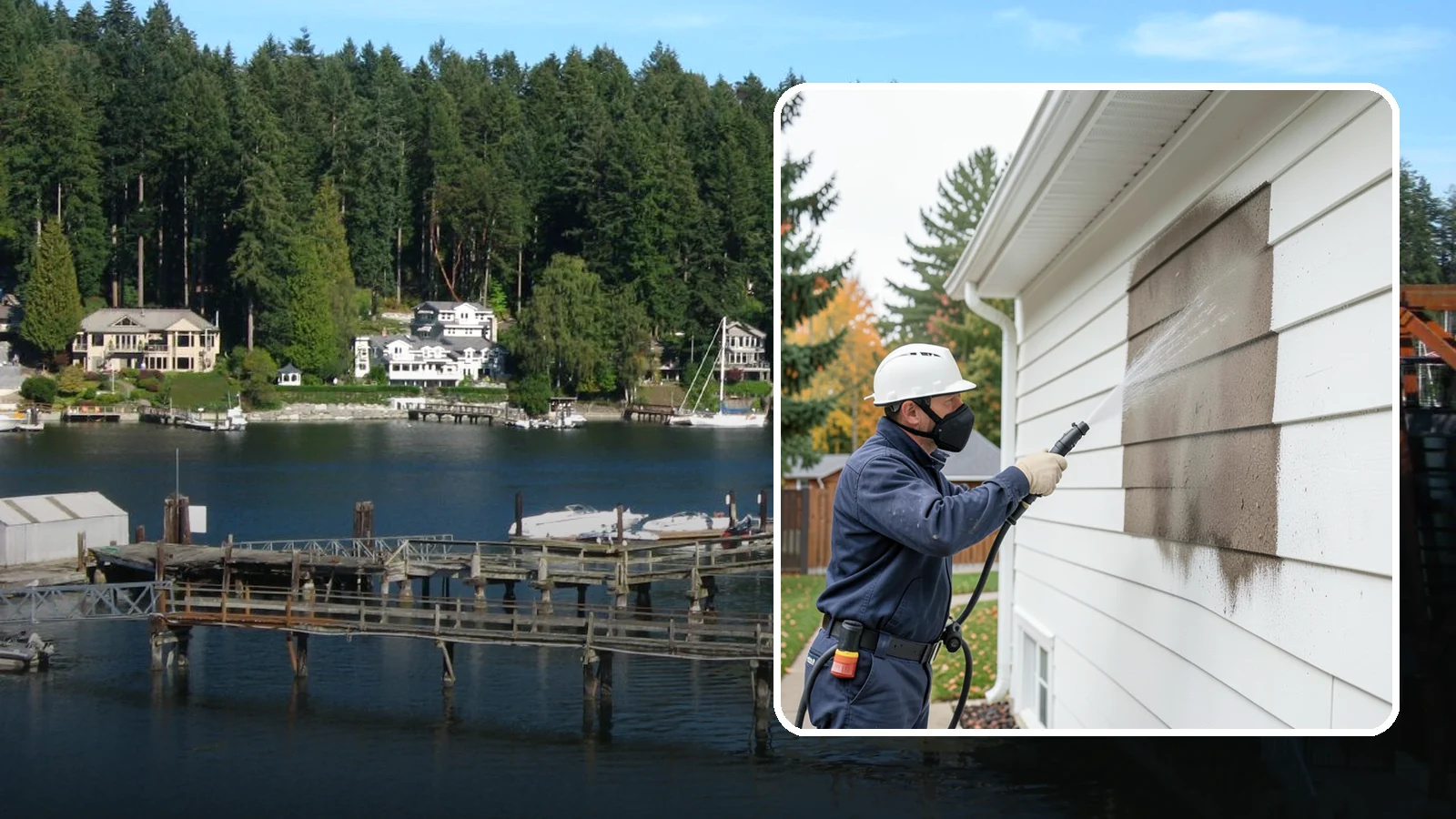 Soft Washing in Gig Harbor, Pierce County, WA - Soft washing cleans delicate exterior surfaces with low pressure and specialized solutions rather than the force of a pressure...