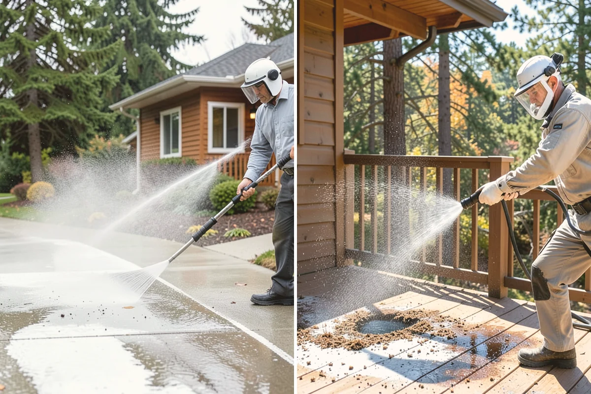 Soft Washing in Kirkland, King County, WA - Inspect the surface and identify the organic growth present