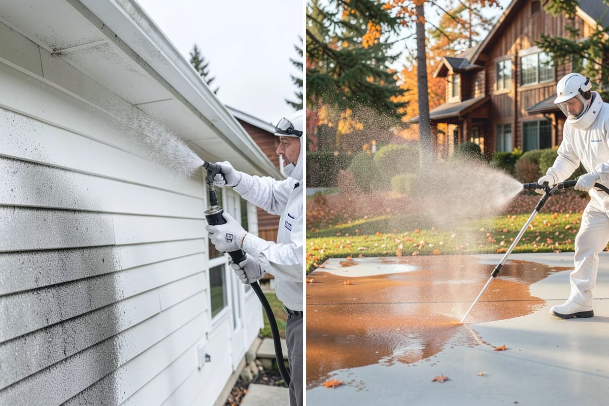 Soft Washing in Marysville, Snohomish County, WA - Inspect the surface and identify the organic growth present