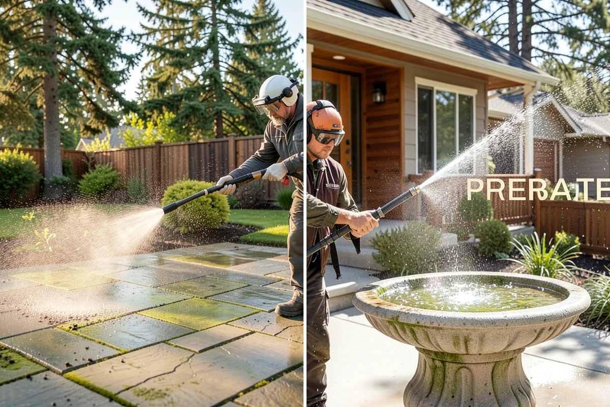Soft Washing in SeaTac, King County, WA - Inspect the surface and identify the organic growth present