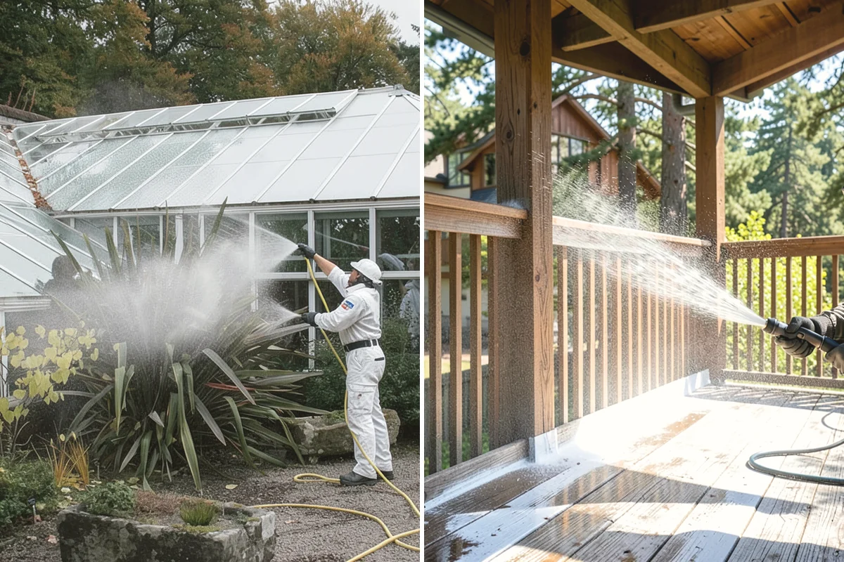 Soft Washing in Steilacoom, Pierce County, WA - Inspect the surface and identify the organic growth present