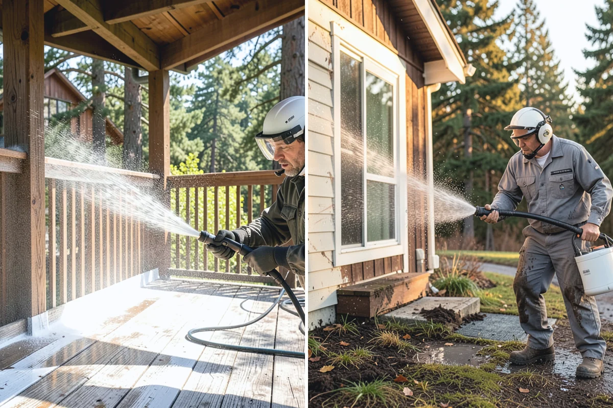 Soft Washing in Sumner, Pierce County, WA - Inspect the surface and identify the organic growth present