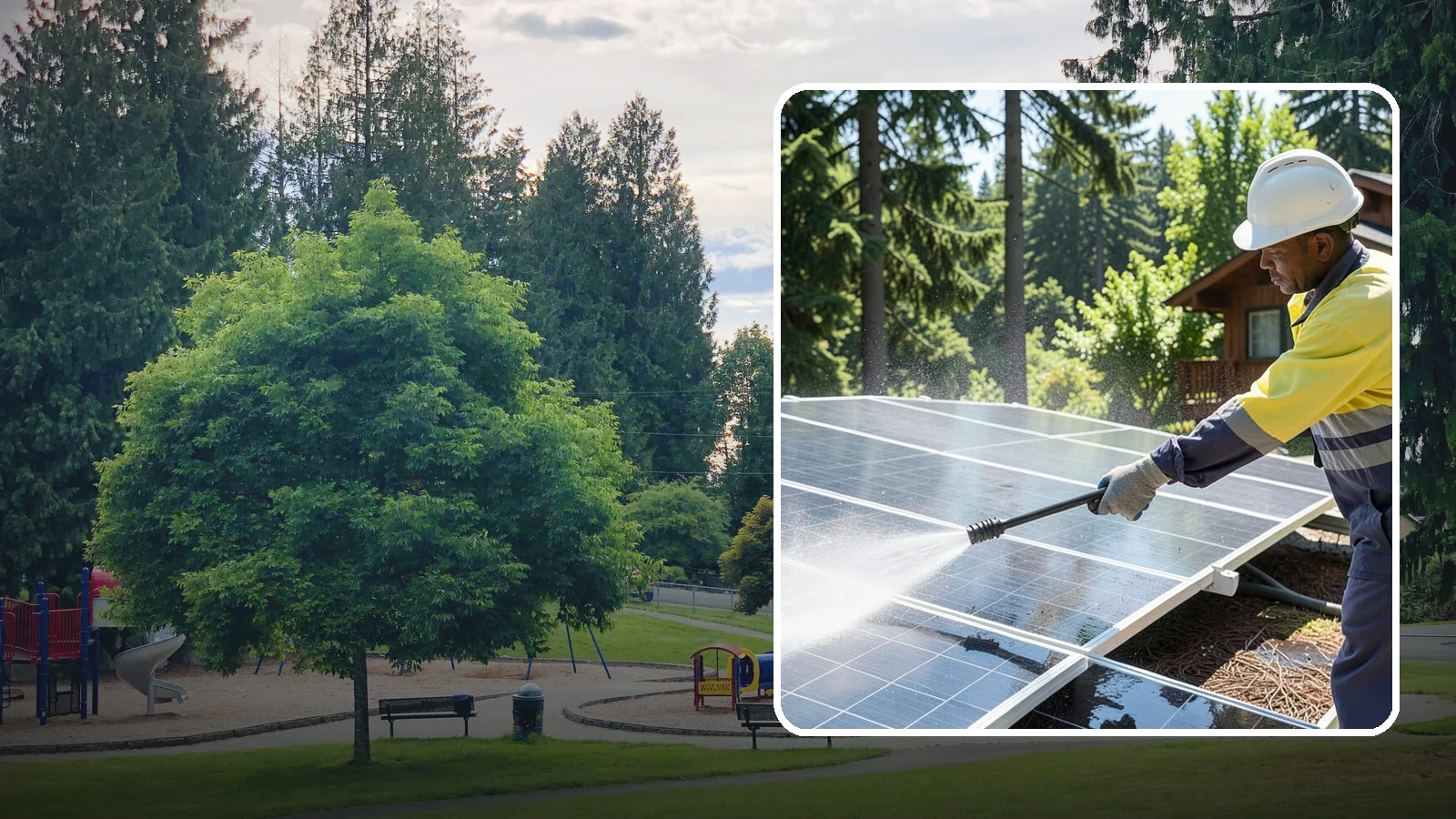 Solar Panel Cleaning in Bonney Lake, Pierce County, WA - We clean solar panels in Washington to clear moss, pollen, and grime that block sunlight and cut output.