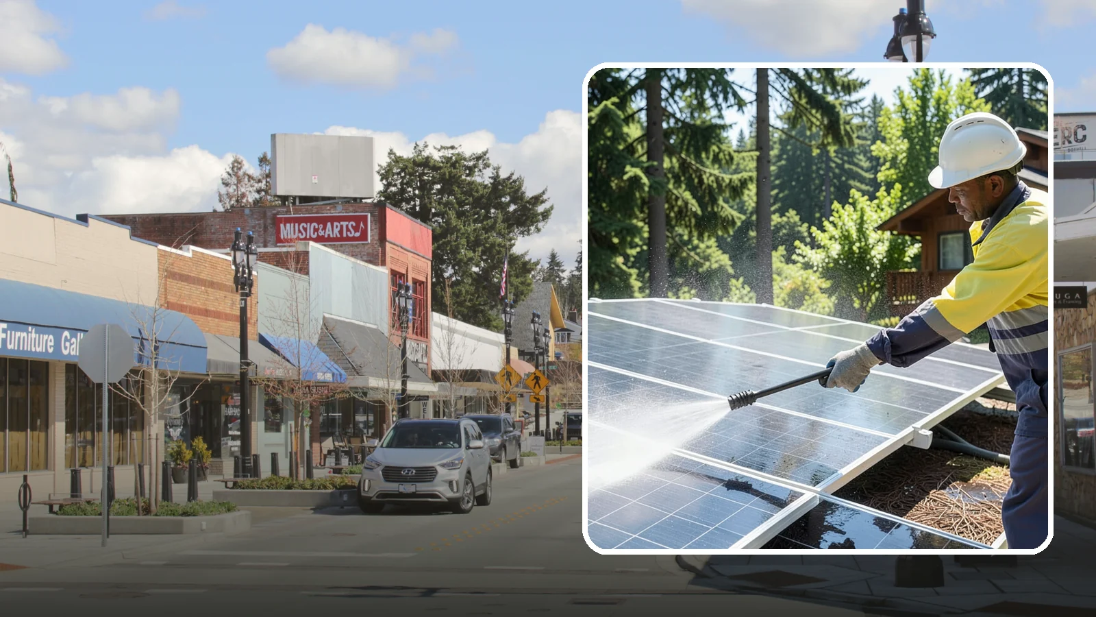 Solar Panel Cleaning in Bothell, King County, WA - We clean solar panels in Washington to clear moss, pollen, and grime that block sunlight and cut output.