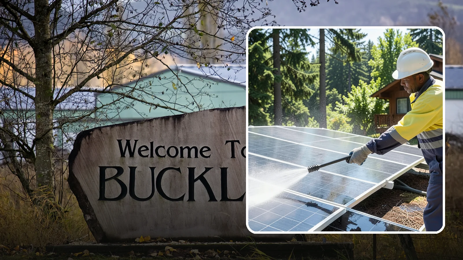 Solar Panel Cleaning in Buckley, Pierce County, WA - We clean solar panels in Washington to clear moss, pollen, and grime that block sunlight and cut output.