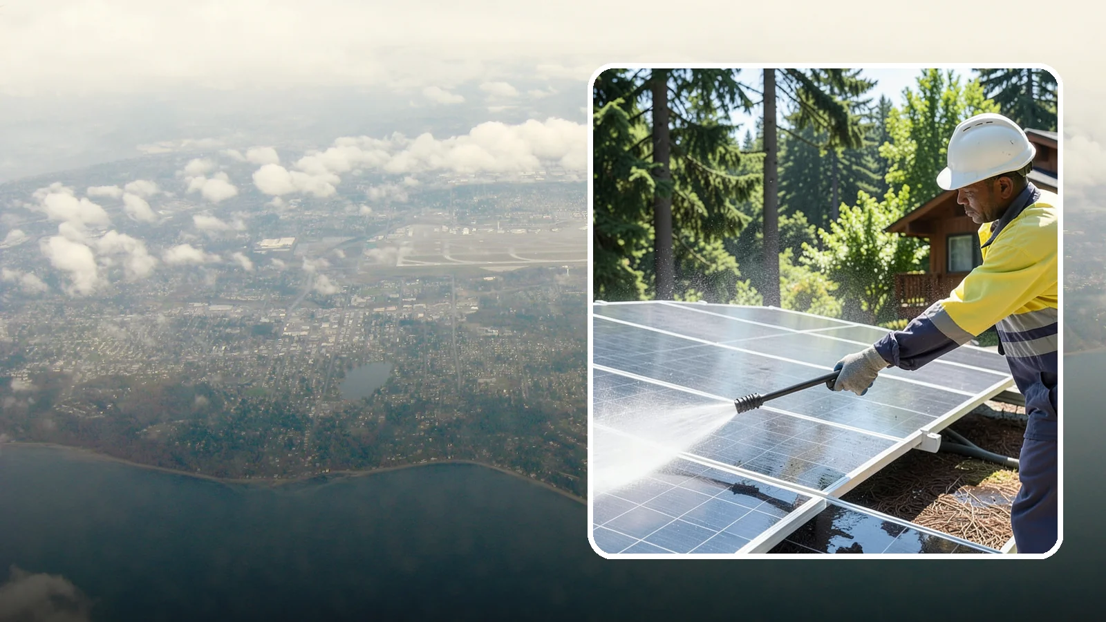 Solar Panel Cleaning in Burien, King County, WA - We clean solar panels in Washington to clear moss, pollen, and grime that block sunlight and cut output.