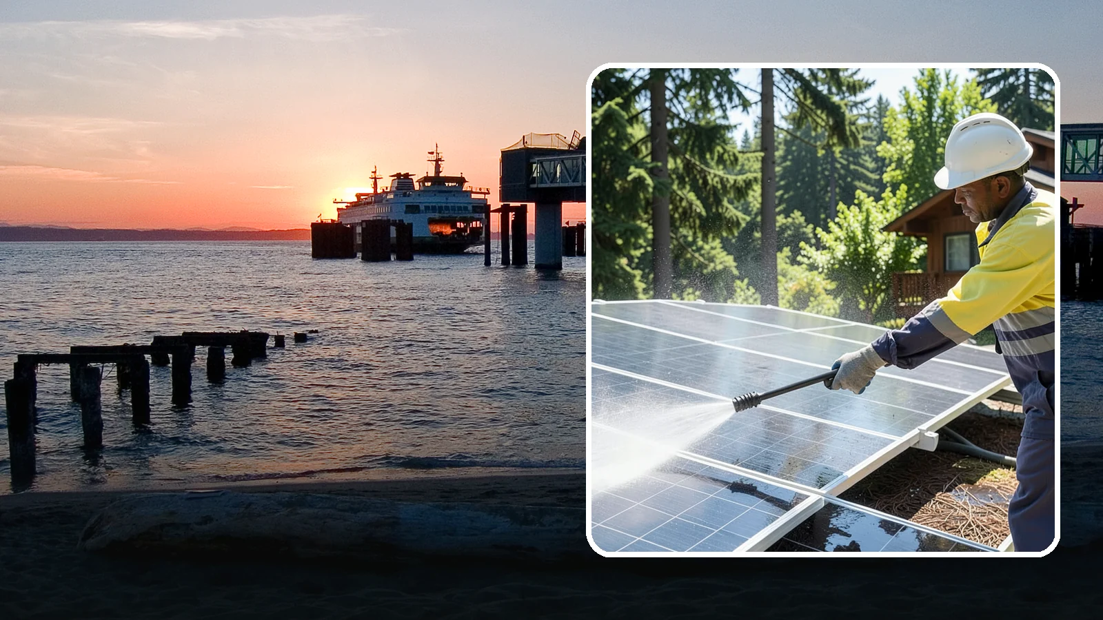 Solar Panel Cleaning in Edmonds, Snohomish County, WA - We clean solar panels in Washington to clear moss, pollen, and grime that block sunlight and cut output.