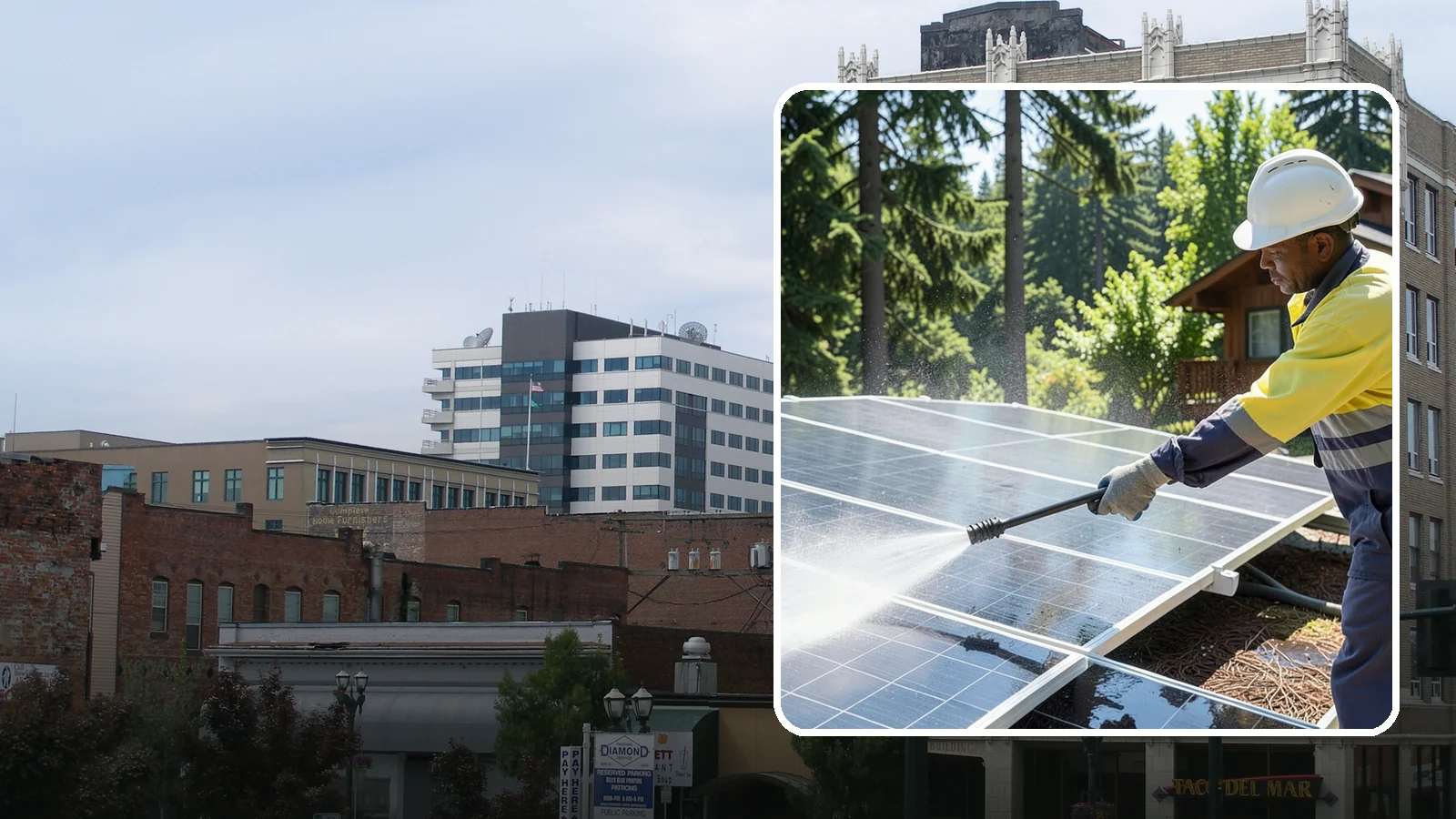 Solar Panel Cleaning in Everett, Snohomish County, WA - We clean solar panels in Washington to clear moss, pollen, and grime that block sunlight and cut output.