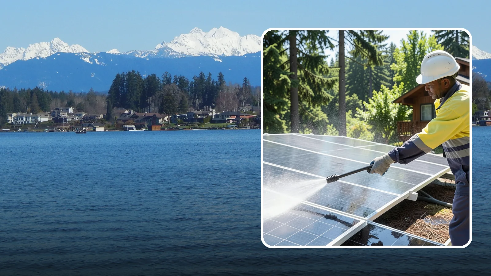 Solar Panel Cleaning in Lake Stevens, Snohomish County, WA - We clean solar panels in Washington to clear moss, pollen, and grime that block sunlight and cut output.