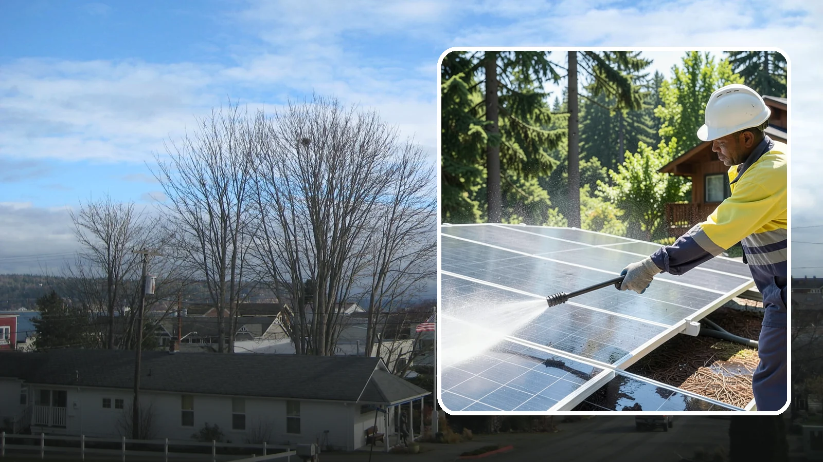 Solar Panel Cleaning in Langley, Island County, WA - We clean solar panels in Washington to clear moss, pollen, and grime that block sunlight and cut output.