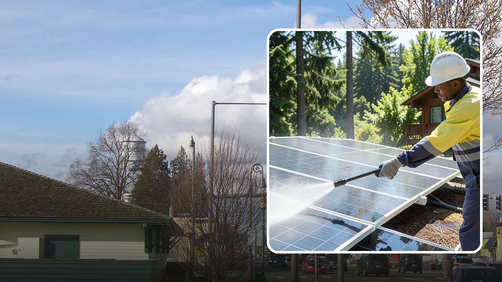 Solar Panel Cleaning in Marysville, Snohomish County, WA - We clean solar panels in Washington to clear moss, pollen, and grime that block sunlight and cut output.