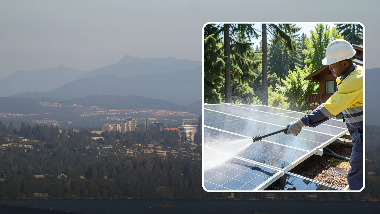 Solar Panel Cleaning in Medina, King County, WA - We clean solar panels in Washington to clear moss, pollen, and grime that block sunlight and cut output.