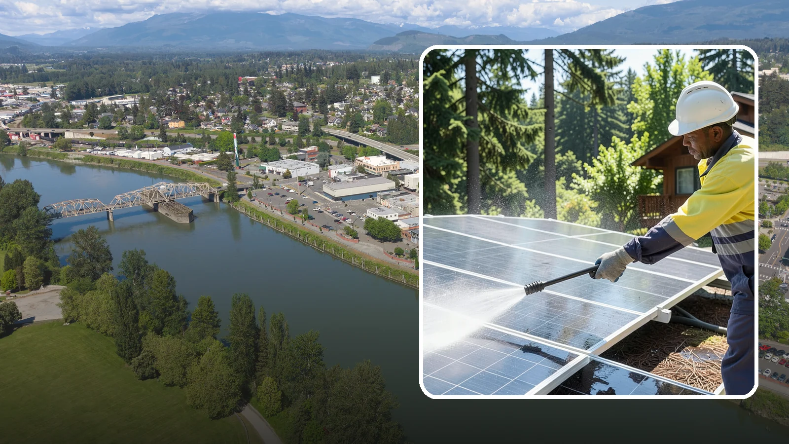 Solar Panel Cleaning in Mount Vernon, Skagit County, WA - We clean solar panels in Washington to clear moss, pollen, and grime that block sunlight and cut output.