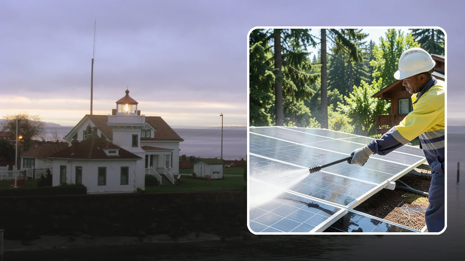 Solar Panel Cleaning in Mukilteo, Snohomish County, WA - We clean solar panels in Washington to clear moss, pollen, and grime that block sunlight and cut output.