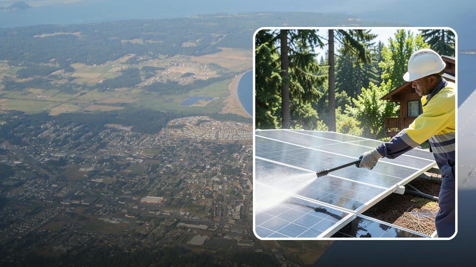 Solar Panel Cleaning in Oak Harbor, Island County, WA - We clean solar panels in Washington to clear moss, pollen, and grime that block sunlight and cut output.