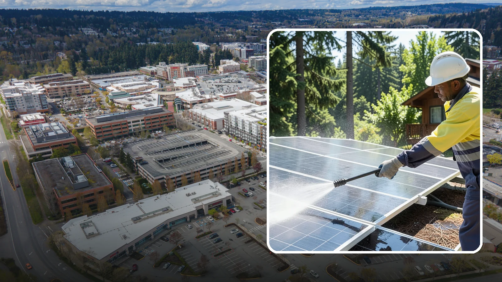 Solar Panel Cleaning in Redmond, King County, WA - We clean solar panels in Washington to clear moss, pollen, and grime that block sunlight and cut output.