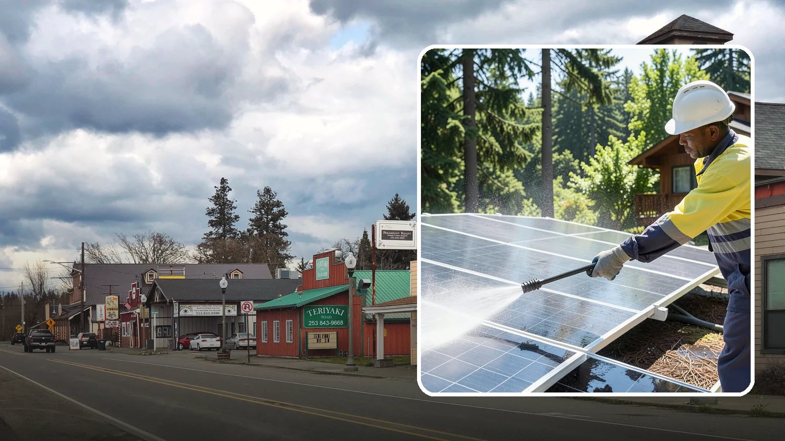 Solar Panel Cleaning in Roy, Pierce County, WA - We clean solar panels in Washington to clear moss, pollen, and grime that block sunlight and cut output.