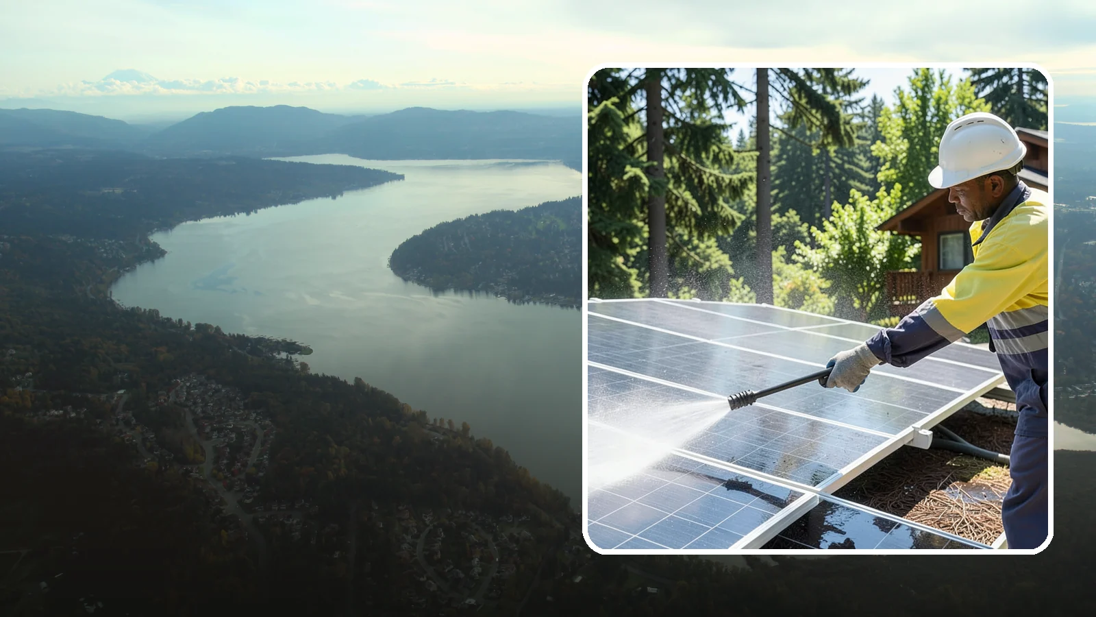 Solar Panel Cleaning in Sammamish, King County, WA - We clean solar panels in Washington to clear moss, pollen, and grime that block sunlight and cut output.