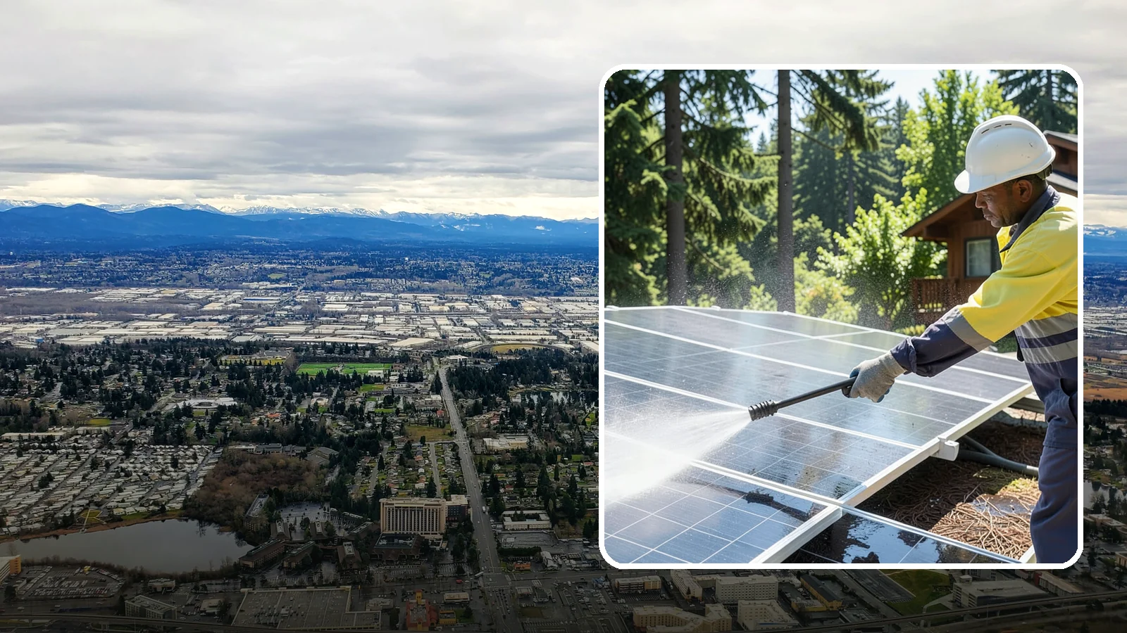 Solar Panel Cleaning in SeaTac, King County, WA - We clean solar panels in Washington to clear moss, pollen, and grime that block sunlight and cut output.