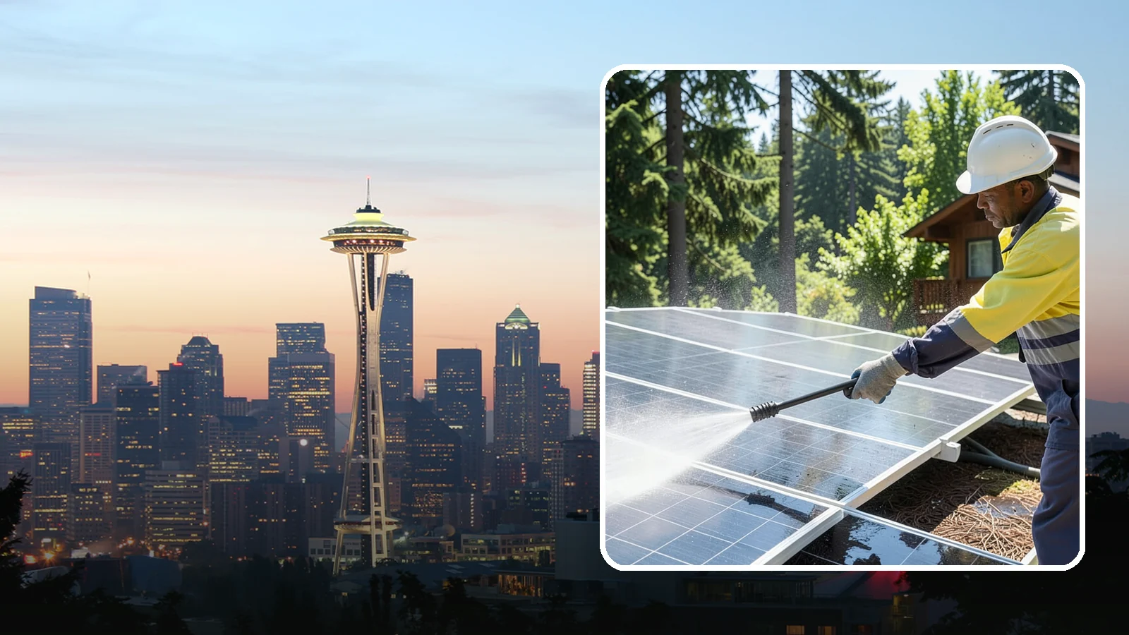 Solar Panel Cleaning in Seattle, King County, WA - We clean solar panels in Washington to clear moss, pollen, and grime that block sunlight and cut output.