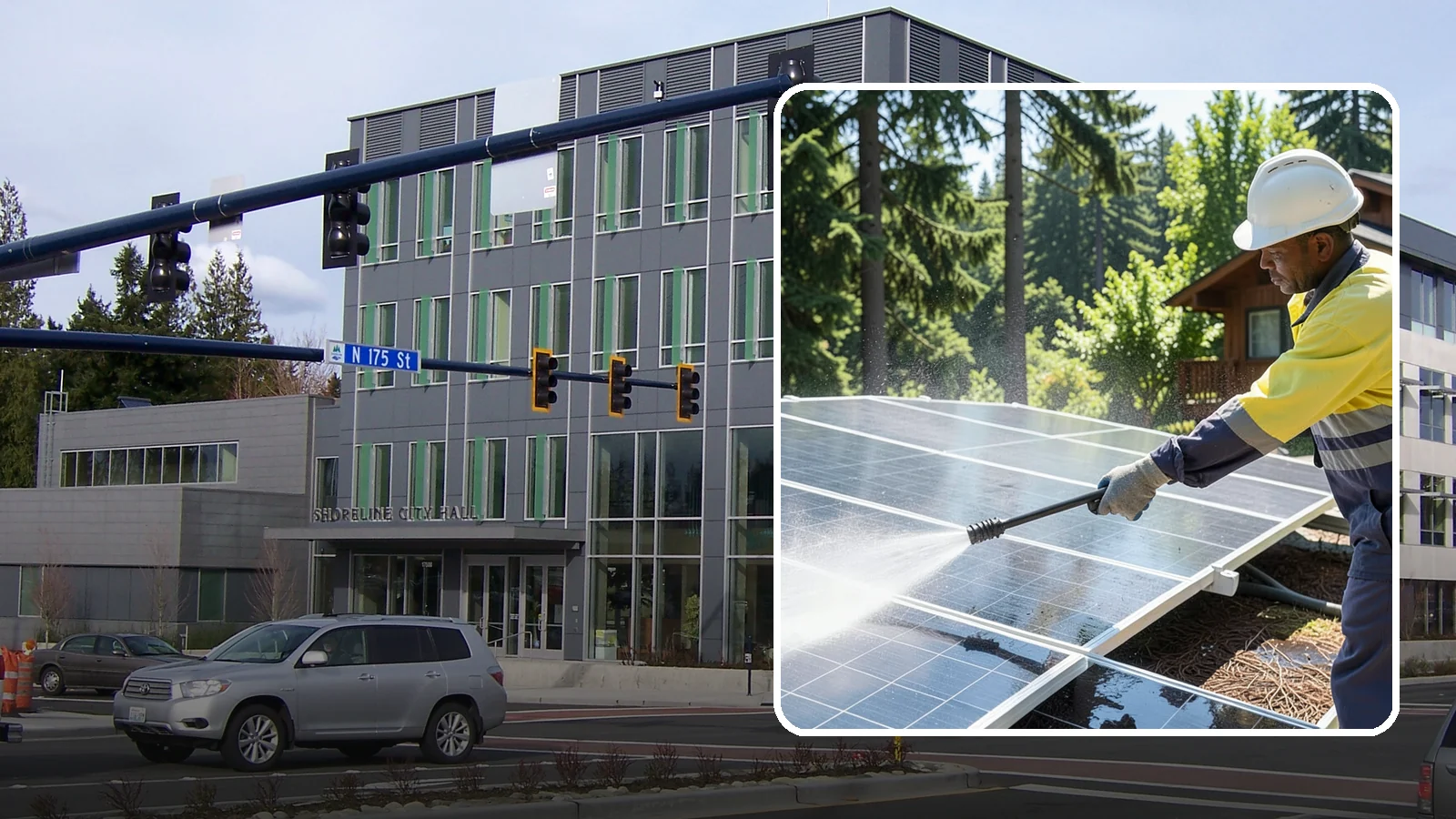 Solar Panel Cleaning in Shoreline, King County, WA - We clean solar panels in Washington to clear moss, pollen, and grime that block sunlight and cut output.
