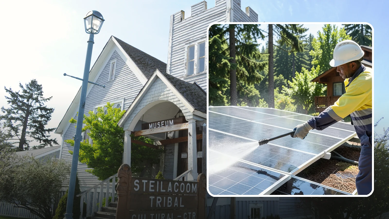 Solar Panel Cleaning in Steilacoom, Pierce County, WA - We clean solar panels in Washington to clear moss, pollen, and grime that block sunlight and cut output.