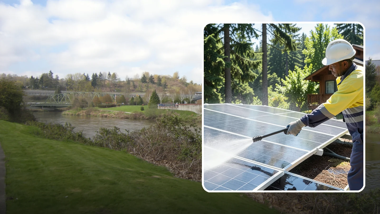 Solar Panel Cleaning in Tukwila, King County, WA - We clean solar panels in Washington to clear moss, pollen, and grime that block sunlight and cut output.