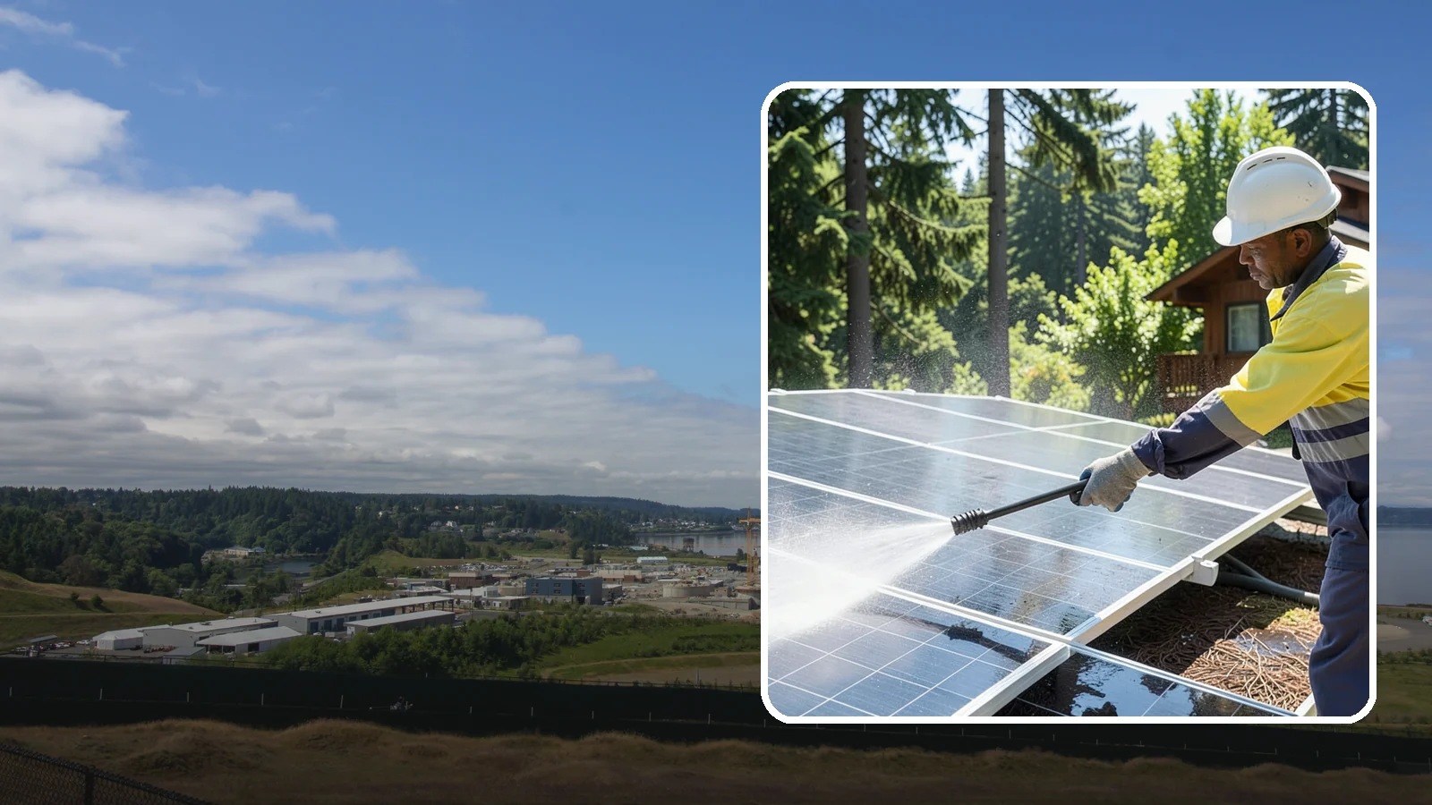 Solar Panel Cleaning in University Place, Pierce County, WA - We clean solar panels in Washington to clear moss, pollen, and grime that block sunlight and cut output.