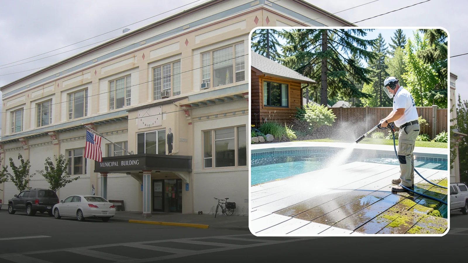 Spa Surround Cleaning in Anacortes, Skagit County, WA - We clean the decking and hardscape surrounding your spa to remove the moss and algae that make wet feet a slipping risk.