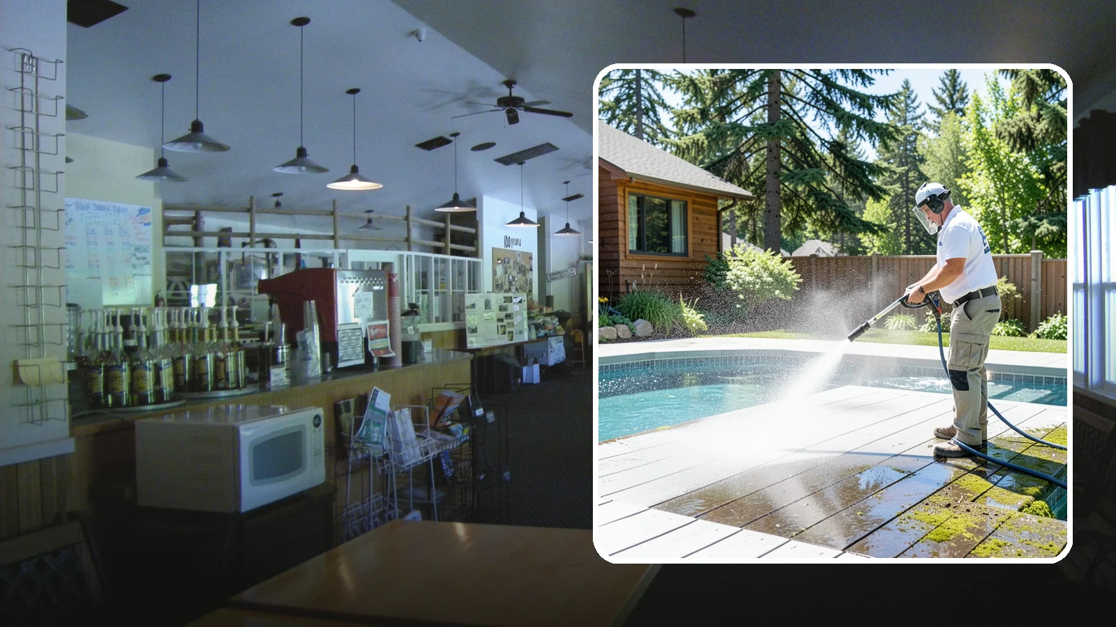 Spa Surround Cleaning in Black Diamond, King County, WA - We clean the decking and hardscape surrounding your spa to remove the moss and algae that make wet feet a slipping risk.