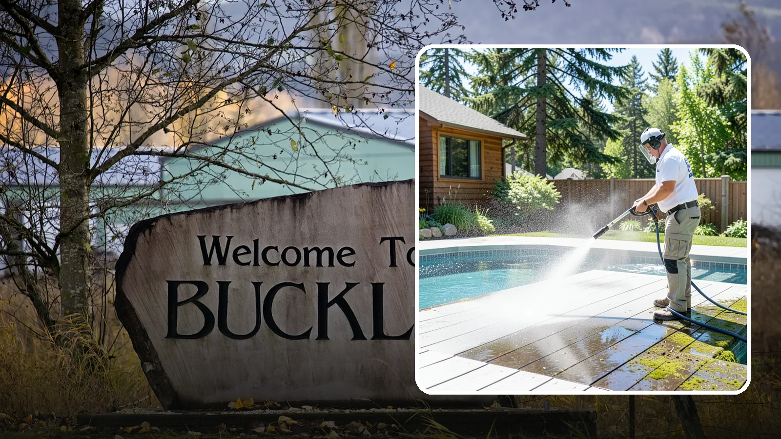 Spa Surround Cleaning in Buckley, Pierce County, WA - We clean the decking and hardscape surrounding your spa to remove the moss and algae that make wet feet a slipping risk.