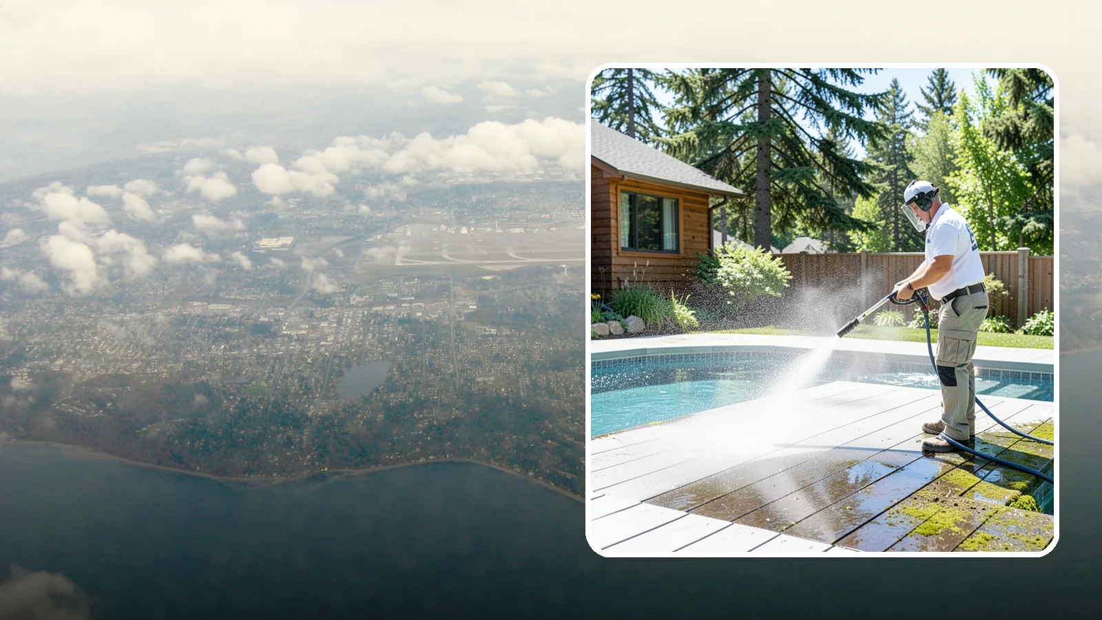 Spa Surround Cleaning in Burien, King County, WA - We clean the decking and hardscape surrounding your spa to remove the moss and algae that make wet feet a slipping risk.
