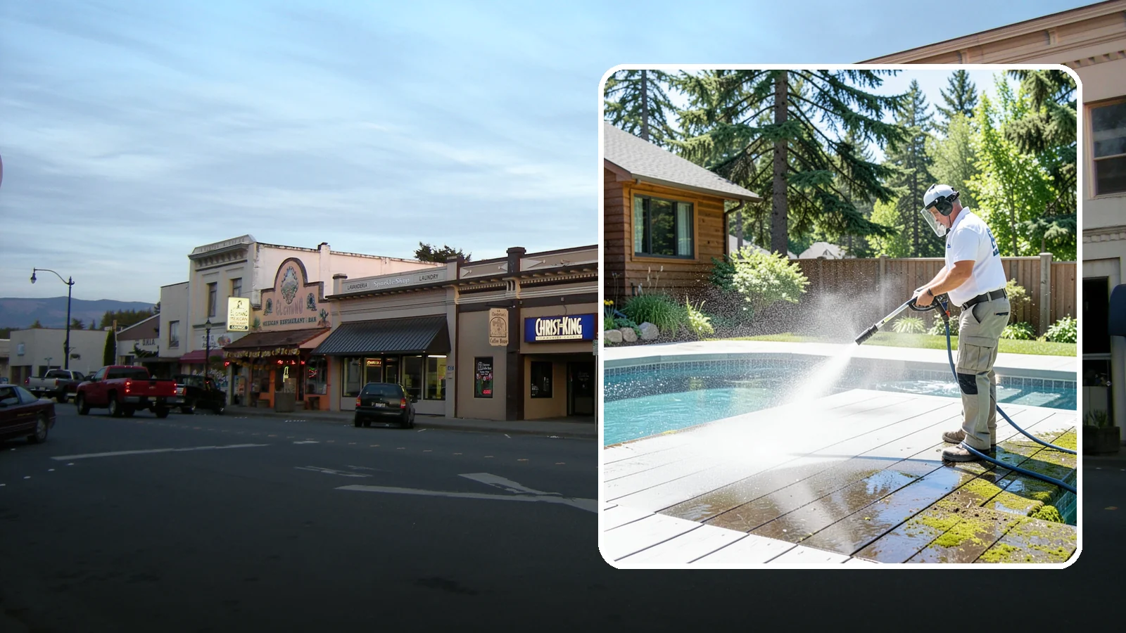 Spa Surround Cleaning in Burlington, Skagit County, WA - We clean the decking and hardscape surrounding your spa to remove the moss and algae that make wet feet a slipping risk.