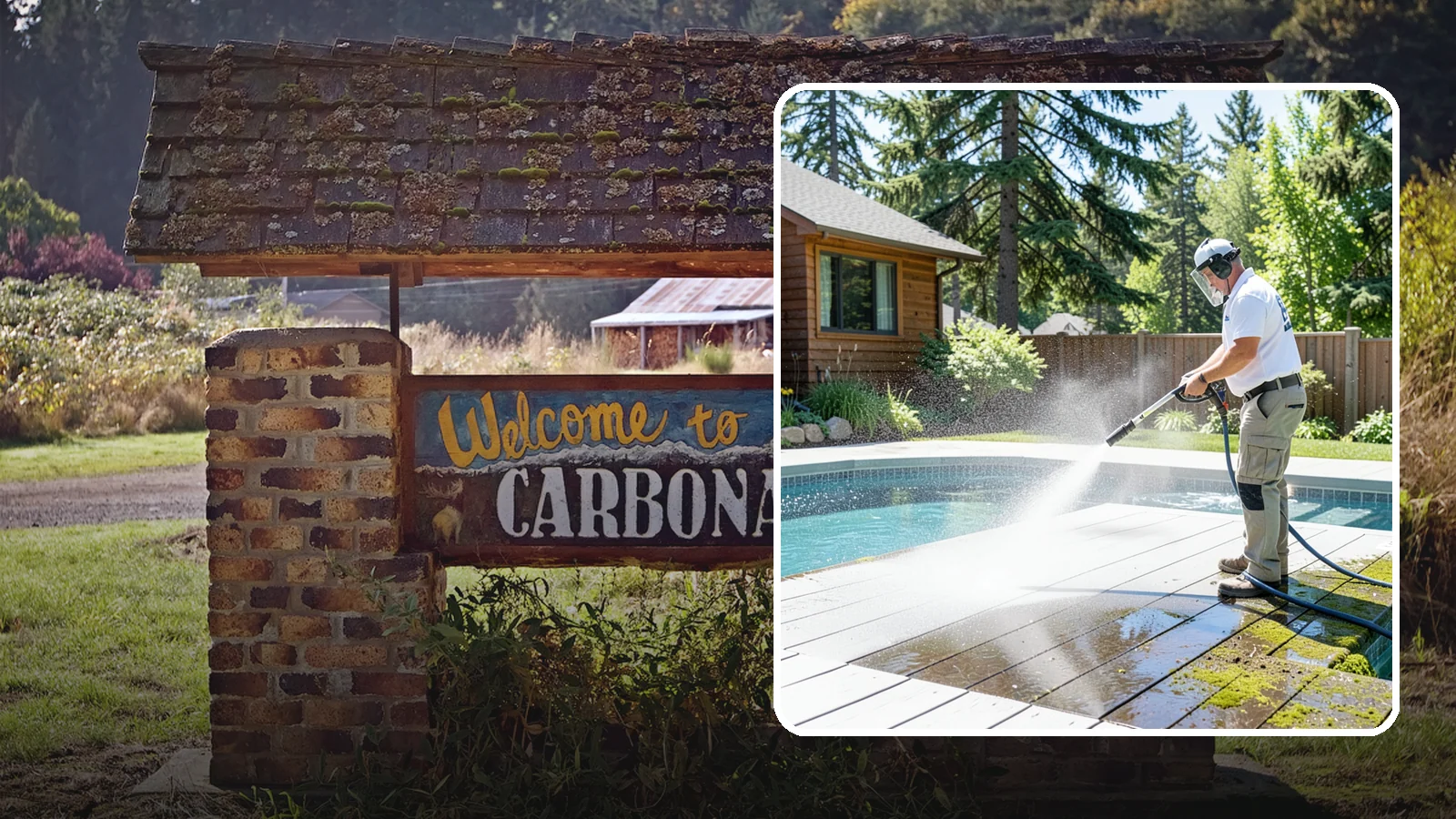 Spa Surround Cleaning in Carbonado, Pierce County, WA - We clean the decking and hardscape surrounding your spa to remove the moss and algae that make wet feet a slipping risk.