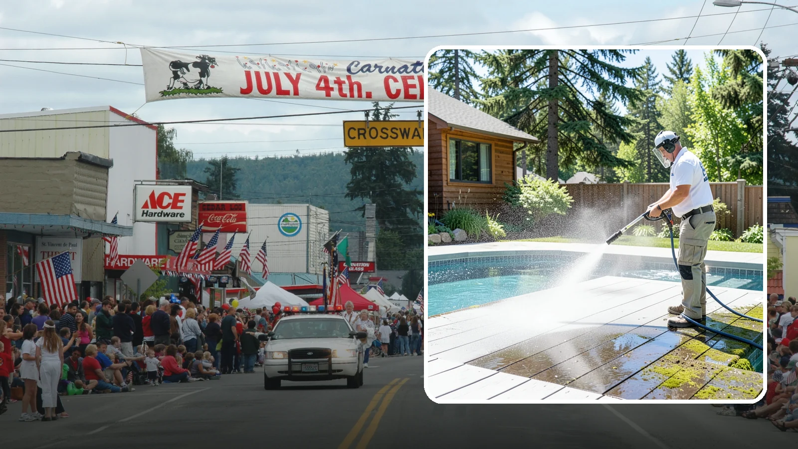 Spa Surround Cleaning in Carnation, King County, WA - We clean the decking and hardscape surrounding your spa to remove the moss and algae that make wet feet a slipping risk.