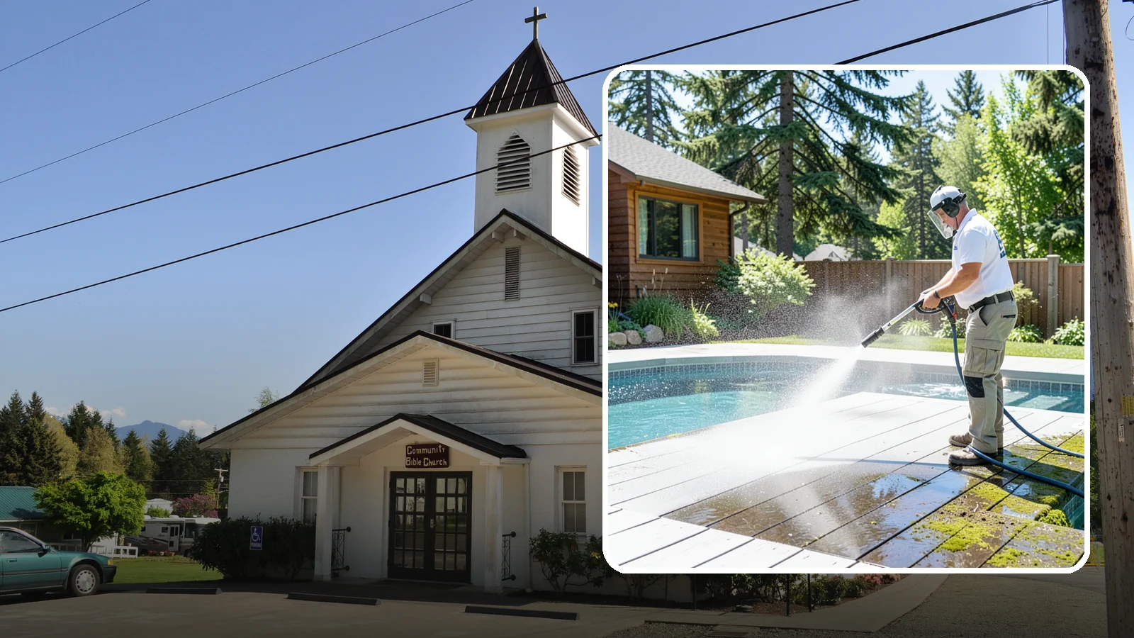 Spa Surround Cleaning in Concrete, Skagit County, WA - We clean the decking and hardscape surrounding your spa to remove the moss and algae that make wet feet a slipping risk.