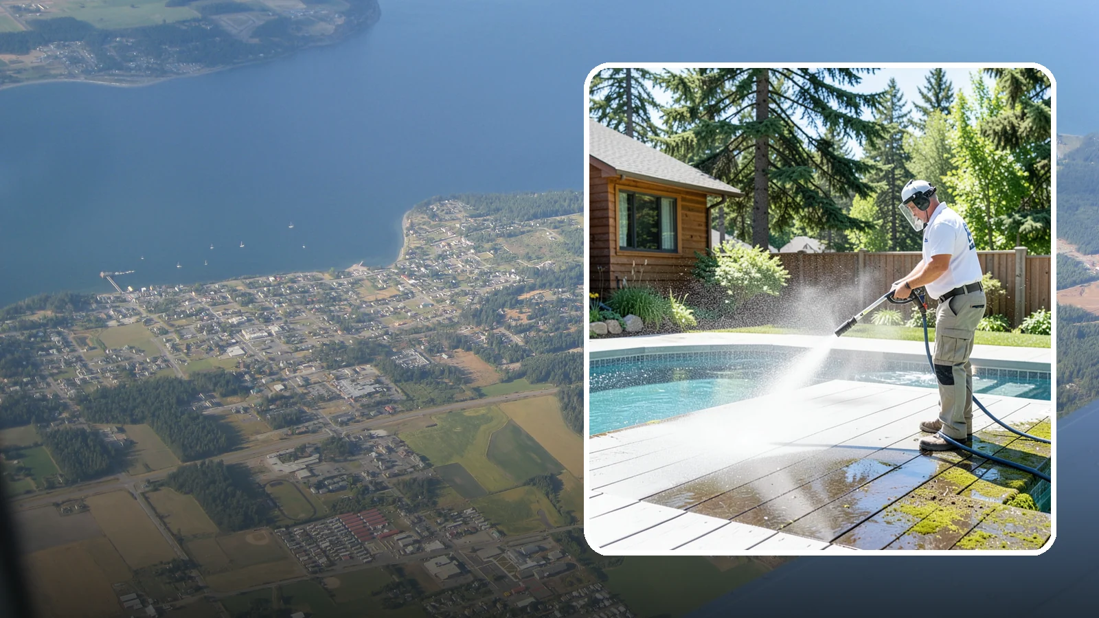 Spa Surround Cleaning in Coupeville, Island County, WA - We clean the decking and hardscape surrounding your spa to remove the moss and algae that make wet feet a slipping risk.