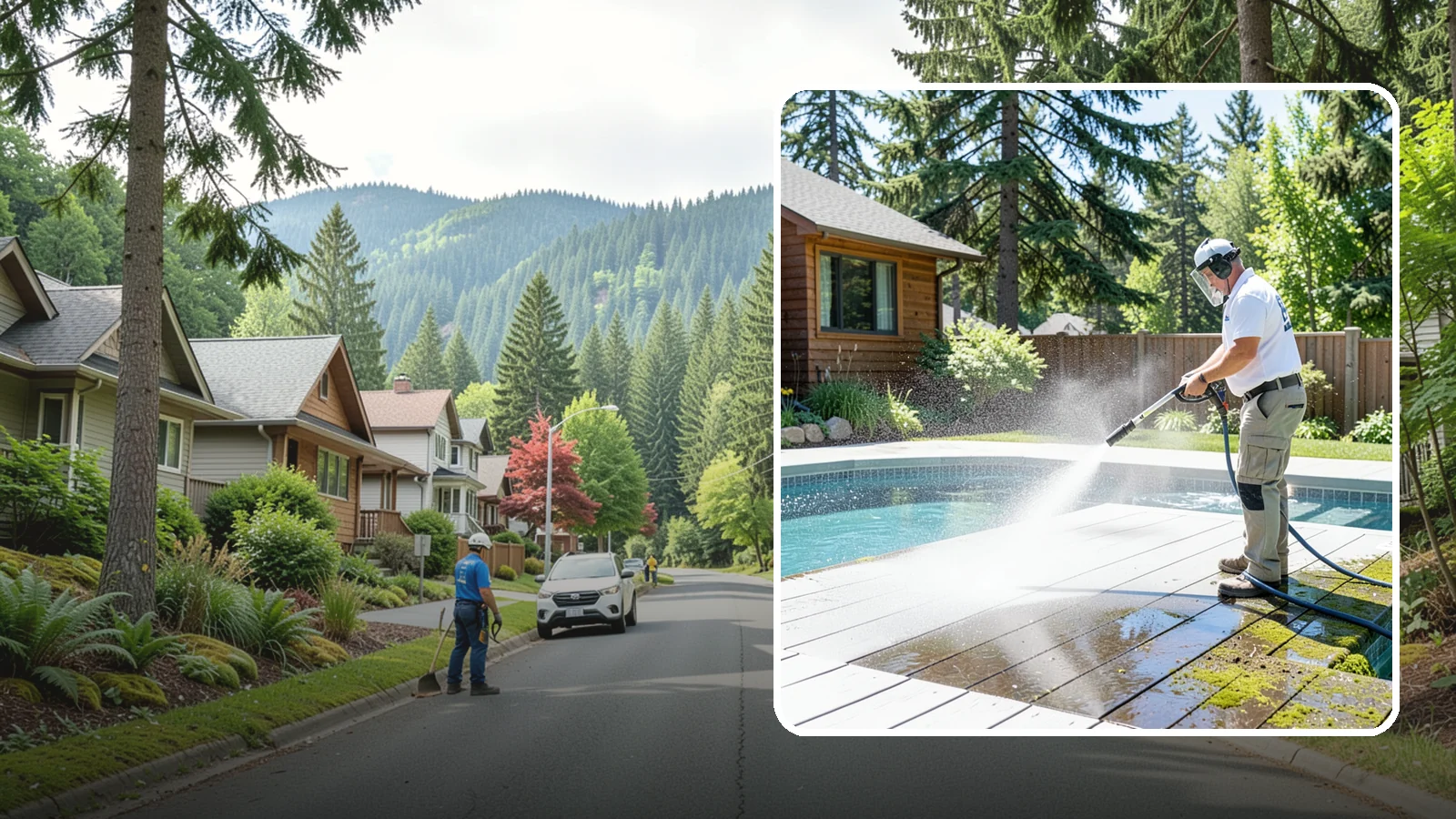 Spa Surround Cleaning in Darrington, Snohomish County, WA - We clean the decking and hardscape surrounding your spa to remove the moss and algae that make wet feet a slipping risk.