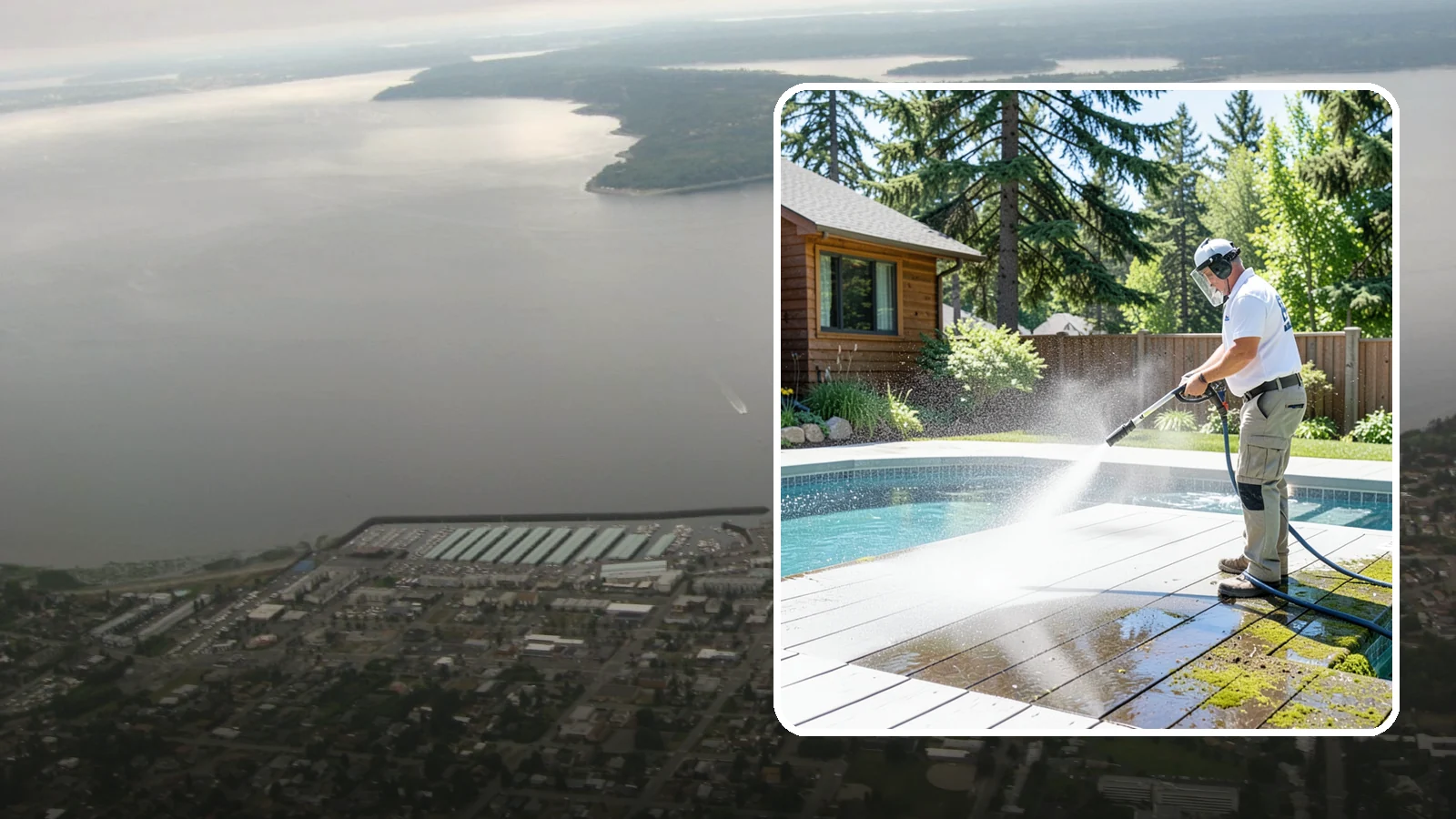 Spa Surround Cleaning in Des Moines, King County, WA - We clean the decking and hardscape surrounding your spa to remove the moss and algae that make wet feet a slipping risk.