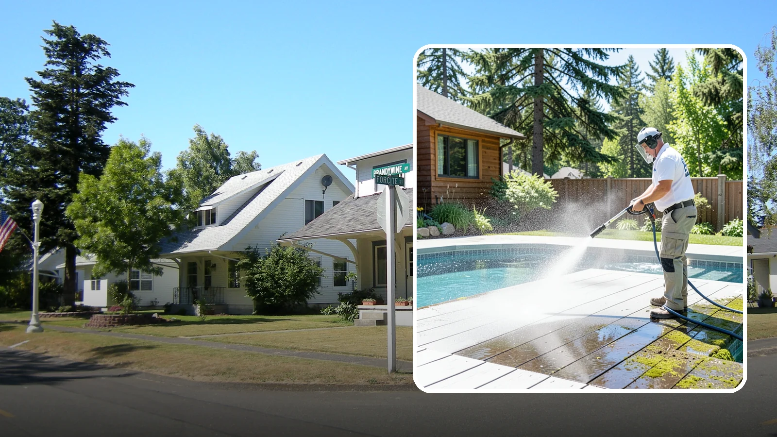 Spa Surround Cleaning in DuPont, Pierce County, WA - We clean the decking and hardscape surrounding your spa to remove the moss and algae that make wet feet a slipping risk.