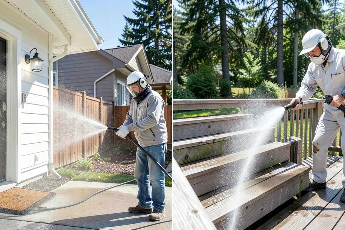 Spa Surround Cleaning in DuPont, Pierce County, WA - Clear furniture and planters from the spa surround