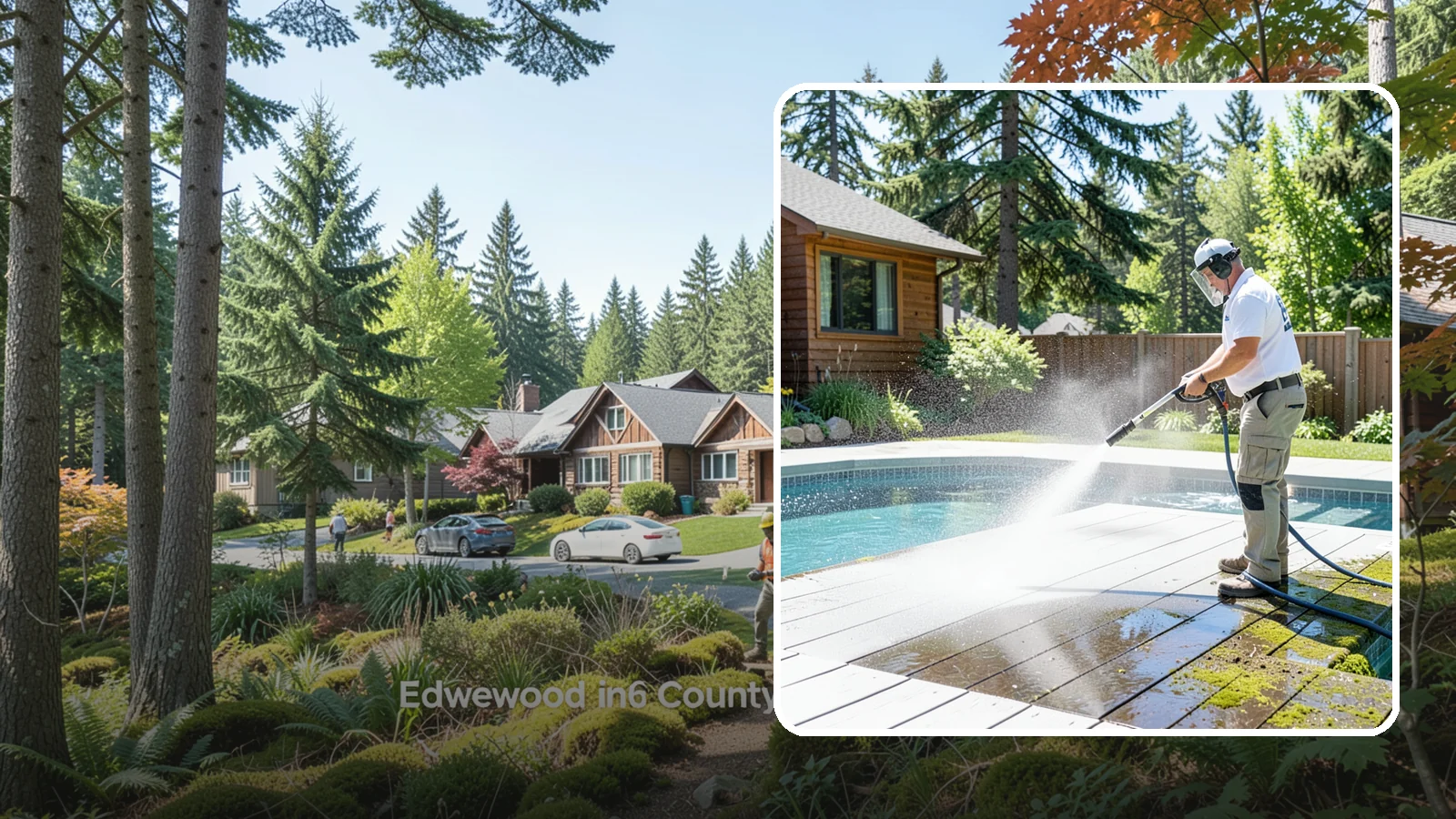 Spa Surround Cleaning in Edgewood, Pierce County, WA - We clean the decking and hardscape surrounding your spa to remove the moss and algae that make wet feet a slipping risk.