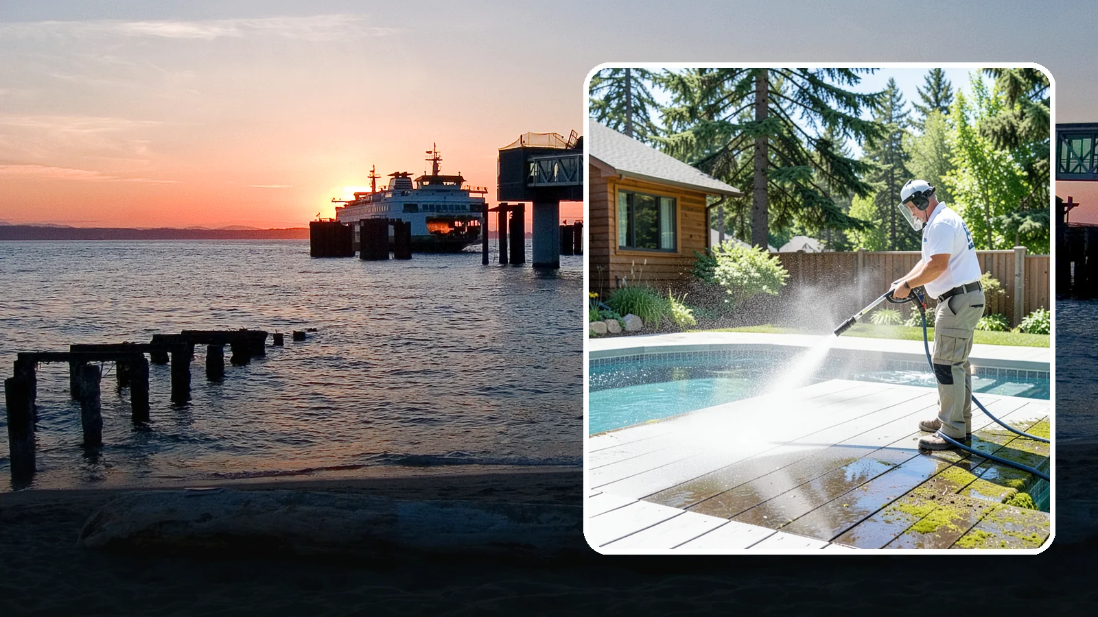 Spa Surround Cleaning in Edmonds, Snohomish County, WA - We clean the decking and hardscape surrounding your spa to remove the moss and algae that make wet feet a slipping risk.
