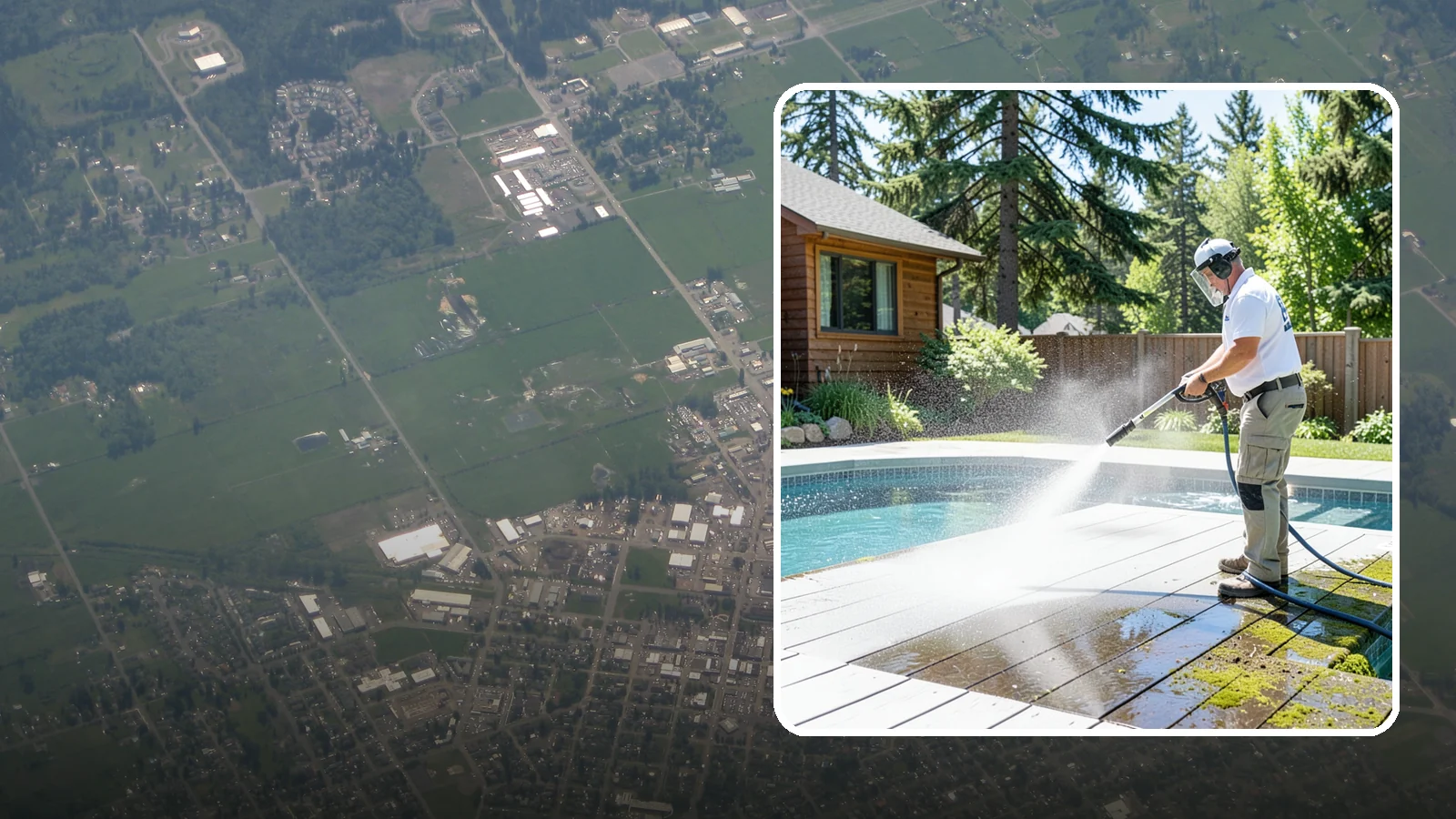 Spa Surround Cleaning in Enumclaw, King County, WA - We clean the decking and hardscape surrounding your spa to remove the moss and algae that make wet feet a slipping risk.