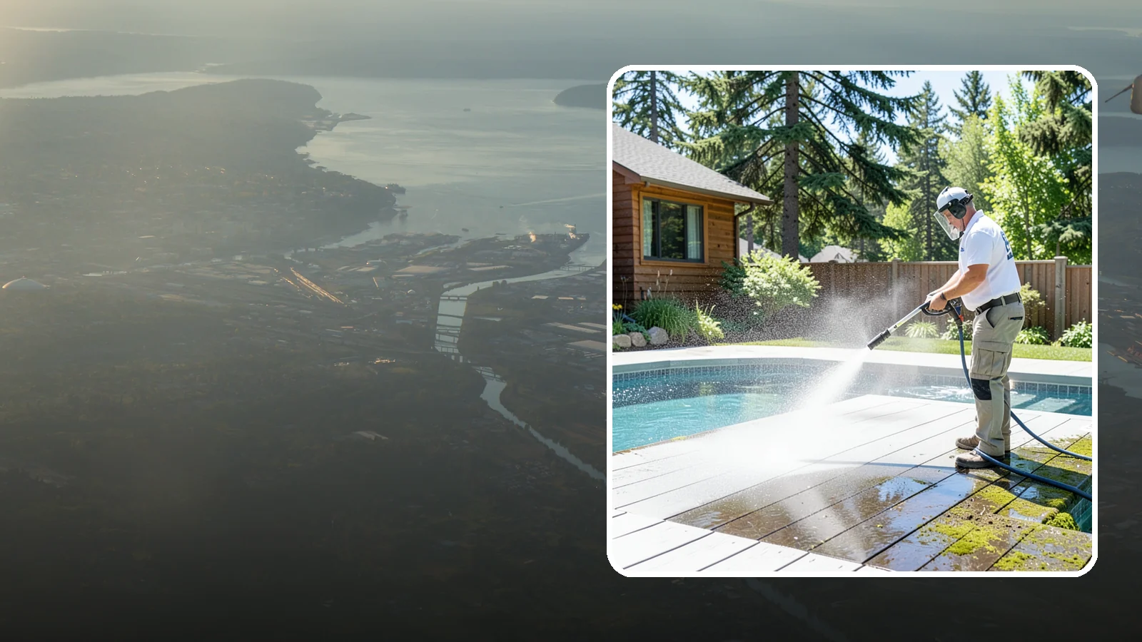 Spa Surround Cleaning in Fife, Pierce County, WA - We clean the decking and hardscape surrounding your spa to remove the moss and algae that make wet feet a slipping risk.