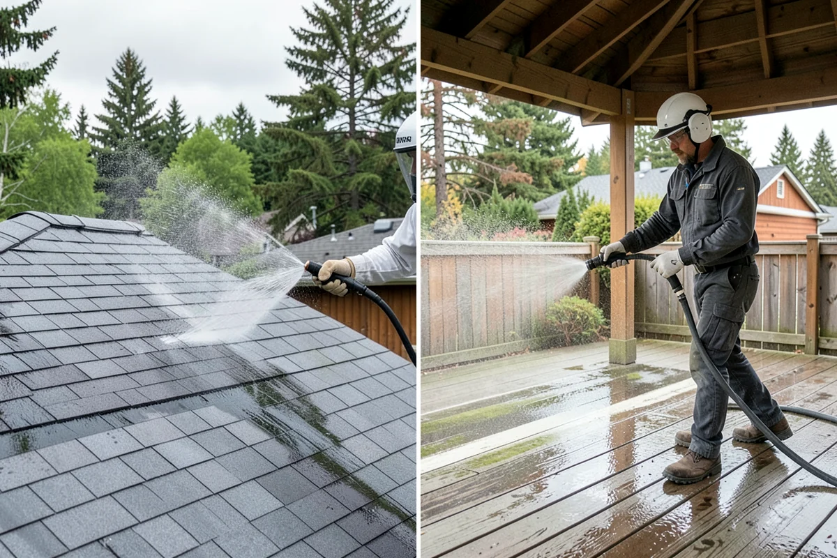 Spa Surround Cleaning in Gig Harbor, Pierce County, WA - Clear furniture and planters from the spa surround